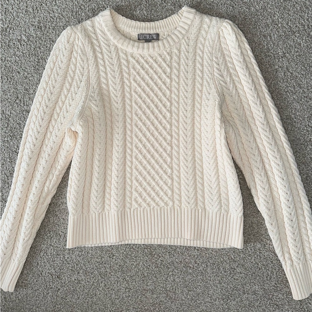 J. Crew Women's Ivory Cable Knit Sweater